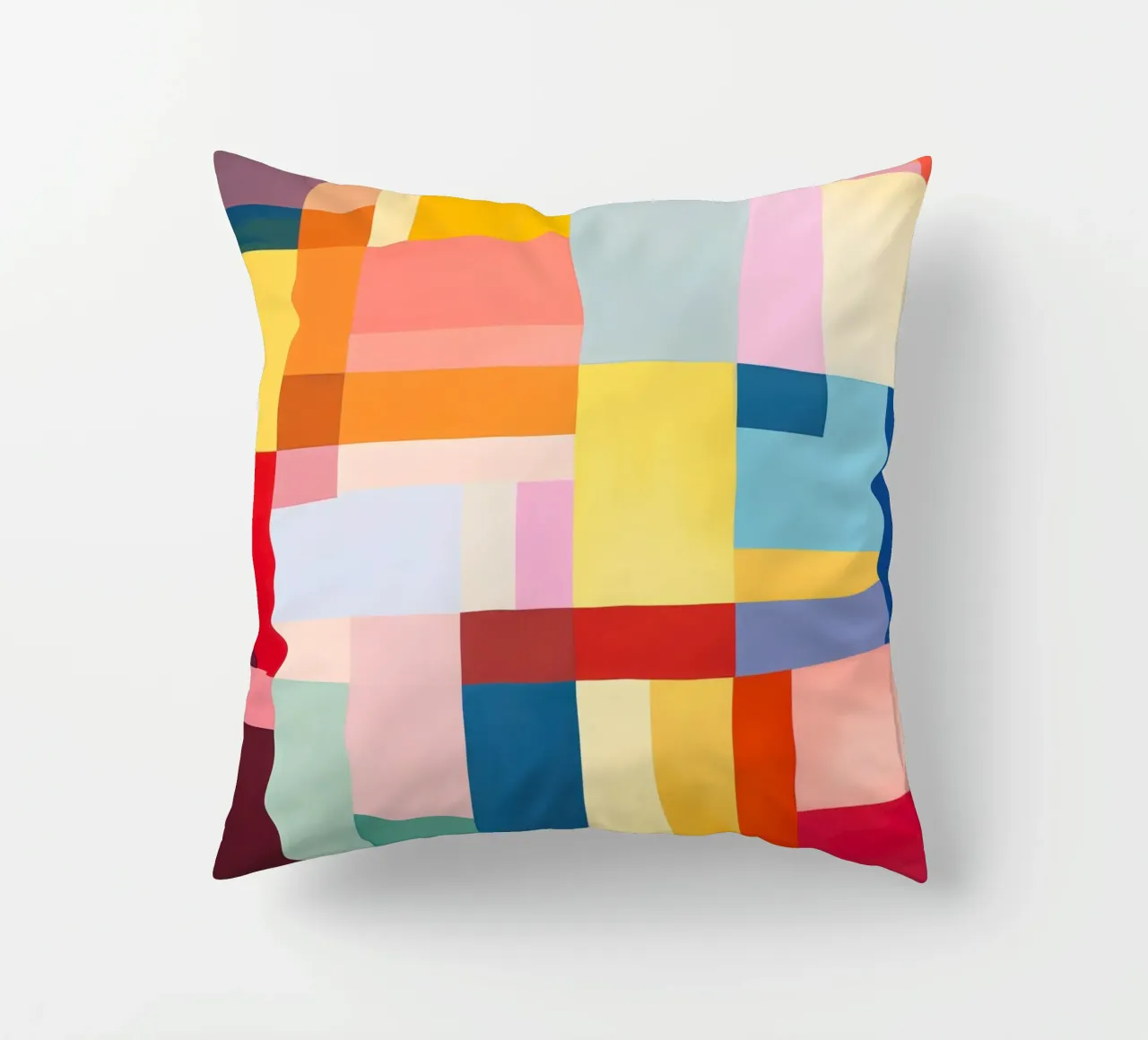 Summery rectangles | Abstract colour field composition decorative cushion by Autofocus