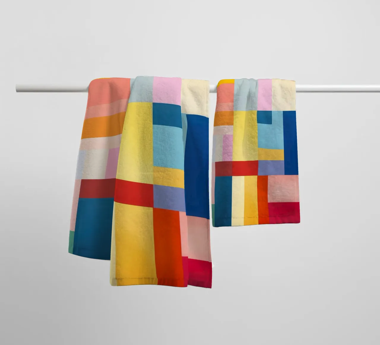 Summery rectangles | Abstract colour field composition towel by Autofocus