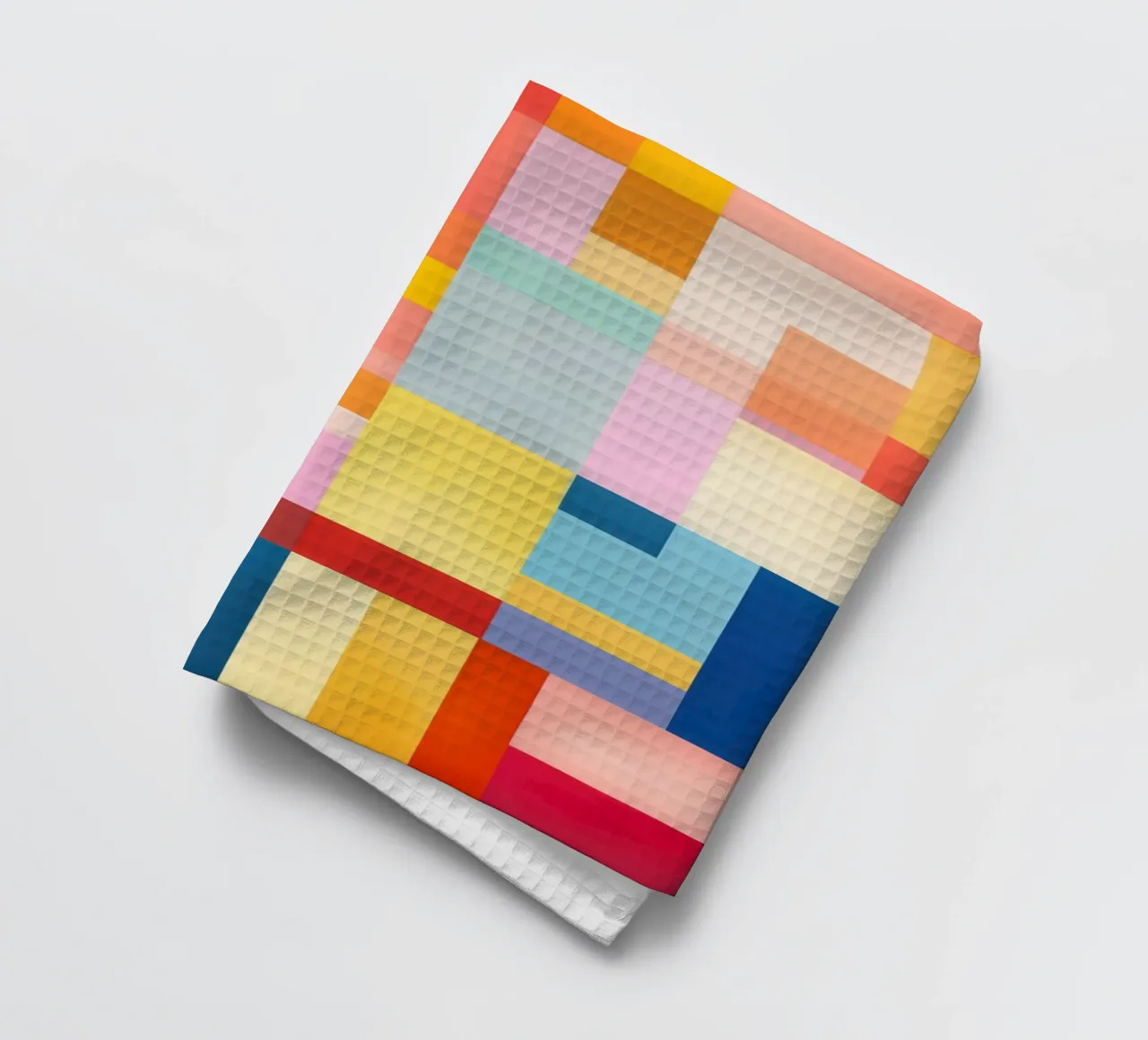 Summery rectangles | Abstract colour field composition tea towel by Autofocus