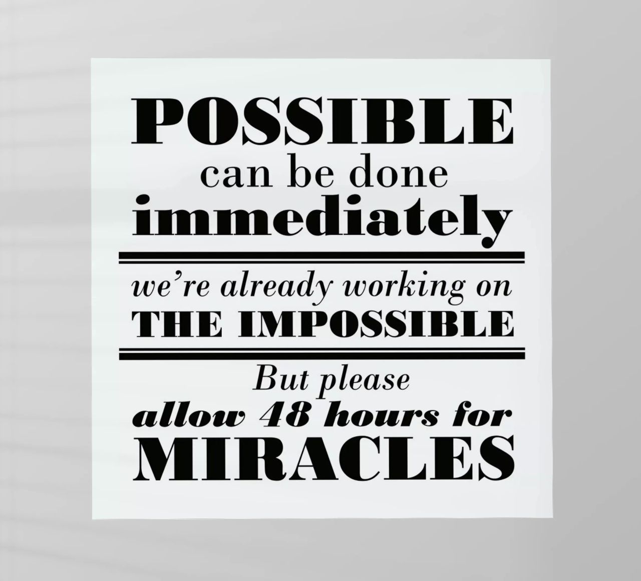 Possible Impossible Miracles pellicola backlit da Mr Cup