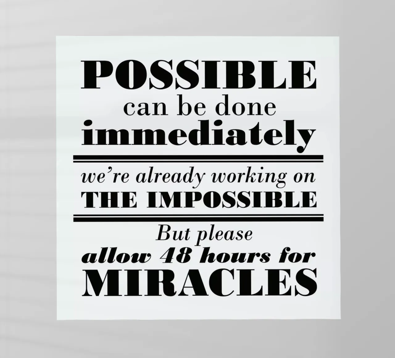 Possible Impossible Miracles pellicola backlit da Mr Cup