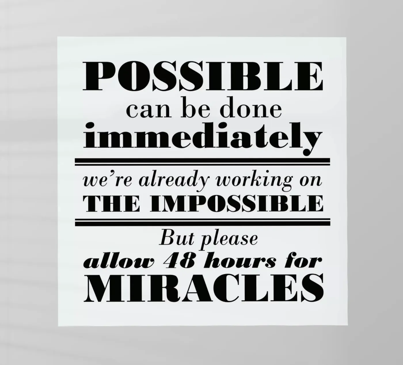 Possible Impossible Miracles backlit film by Mr Cup