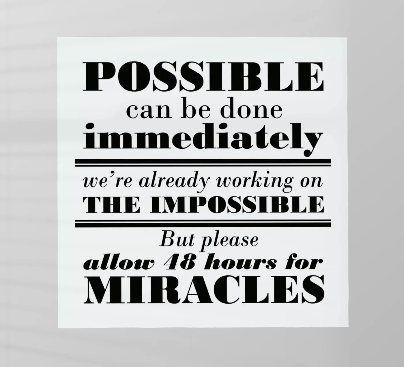 Possible Impossible Miracles backlit folie van Mr Cup