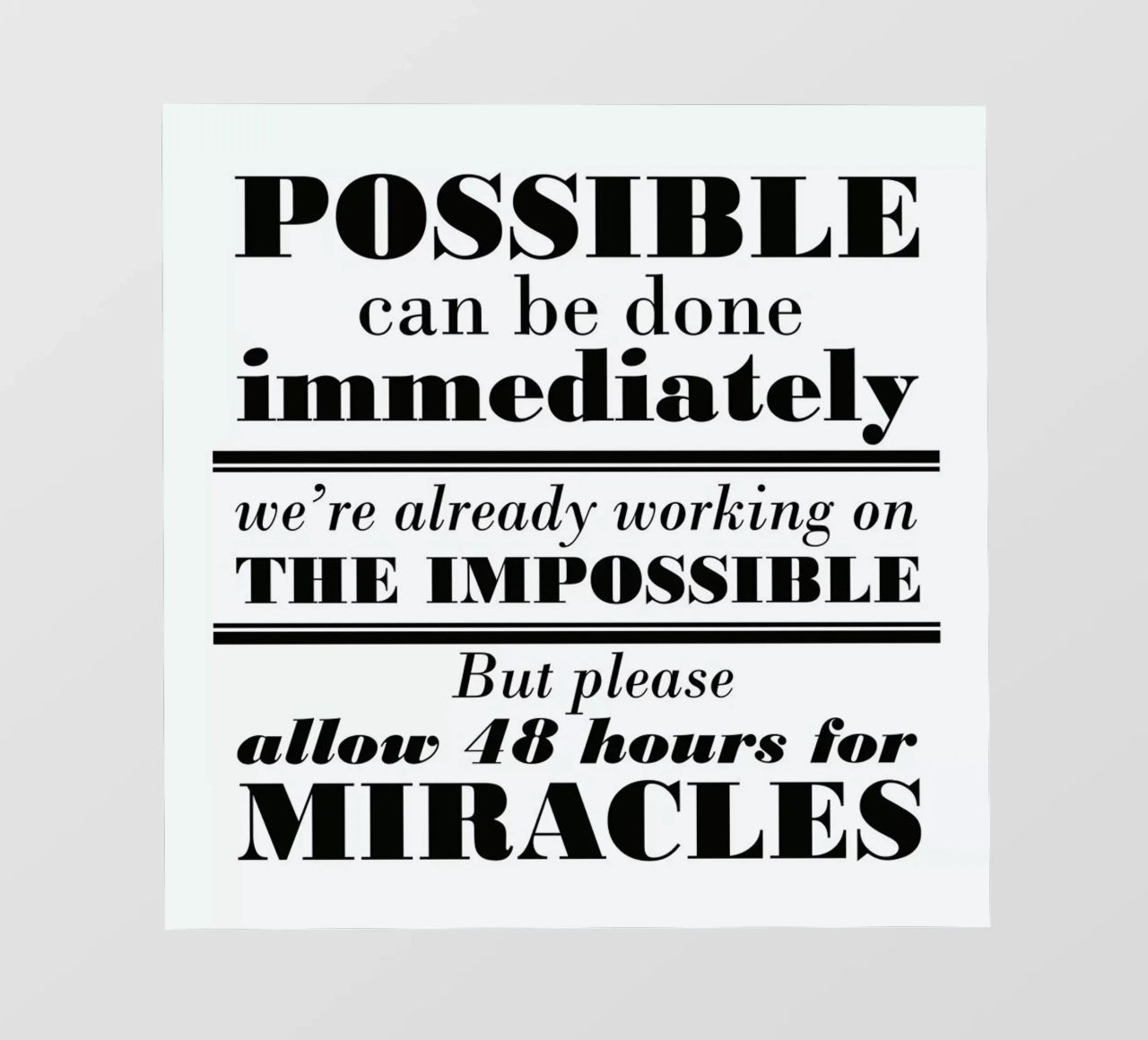 Possible Impossible Miracles pellicola backlit da Mr Cup