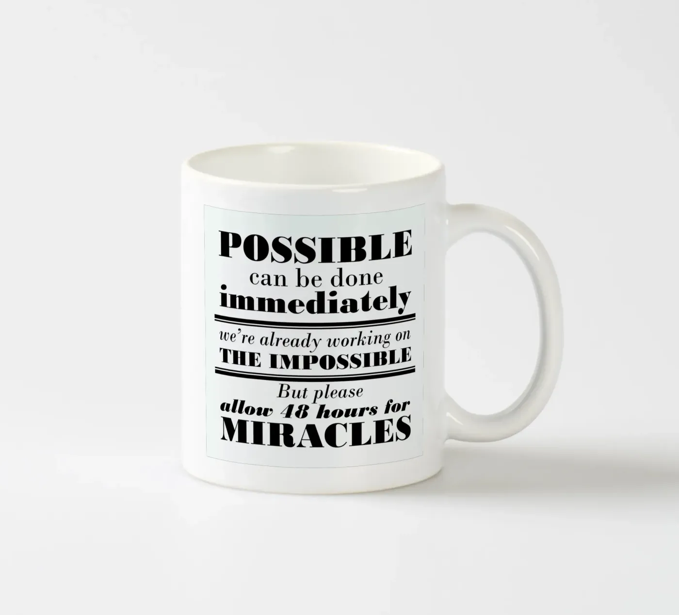 Possible Impossible Miracles ceramic mug by Mr Cup