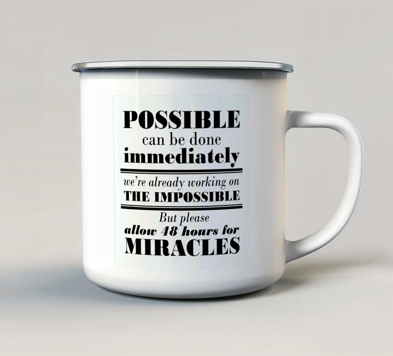 Possible Impossible Miracles emaille mok van Mr Cup