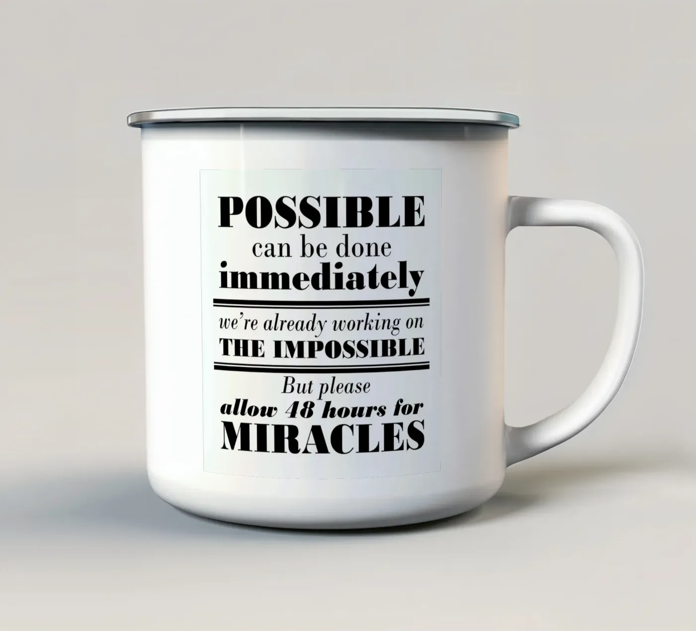 Possible Impossible Miracles emaille mok van Mr Cup