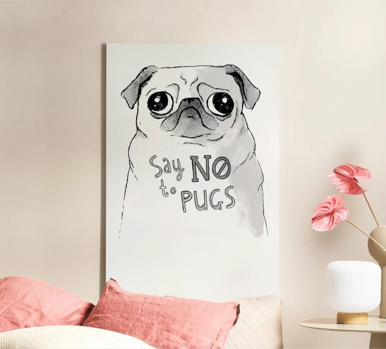 Say No to Pugs tela con Cornice a cassetta da DinoMike