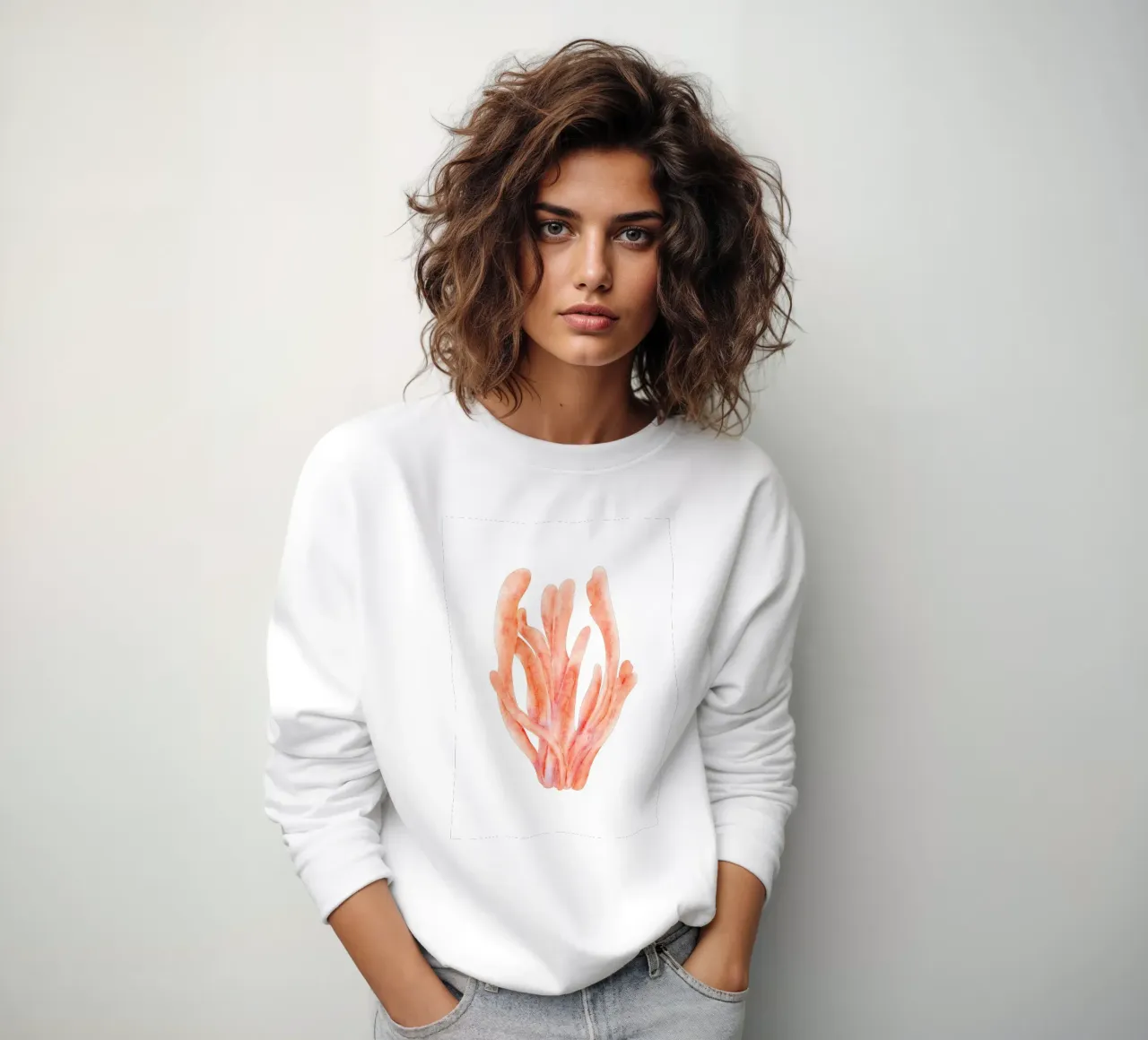 Acquerello di corallo arancione tenue - Ocean Reef Art felpa da ClubArt