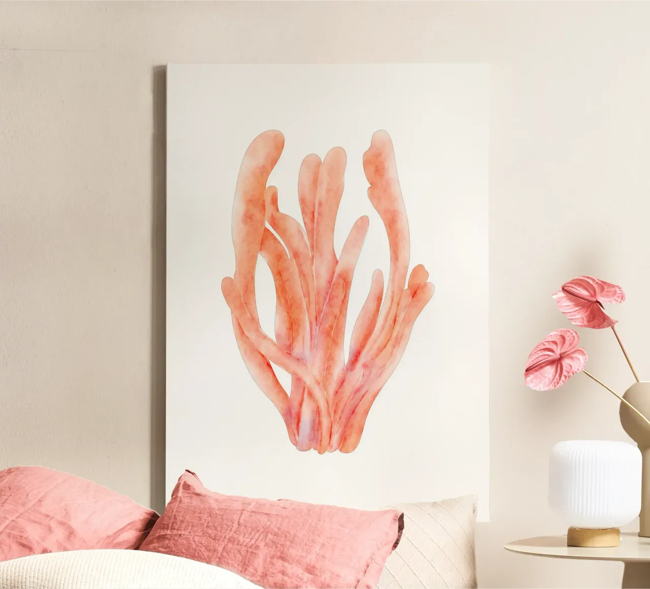 Acquerello di corallo arancione tenue - Ocean Reef Art tela con Cornice a cassetta da ClubArt