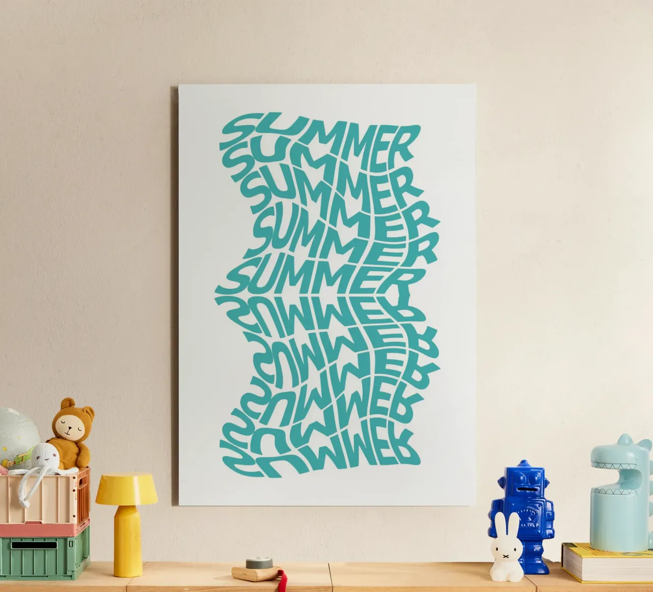 Wavy Summer Typography Art - Trendy Beach Vibes alu-dibond by ClubArt