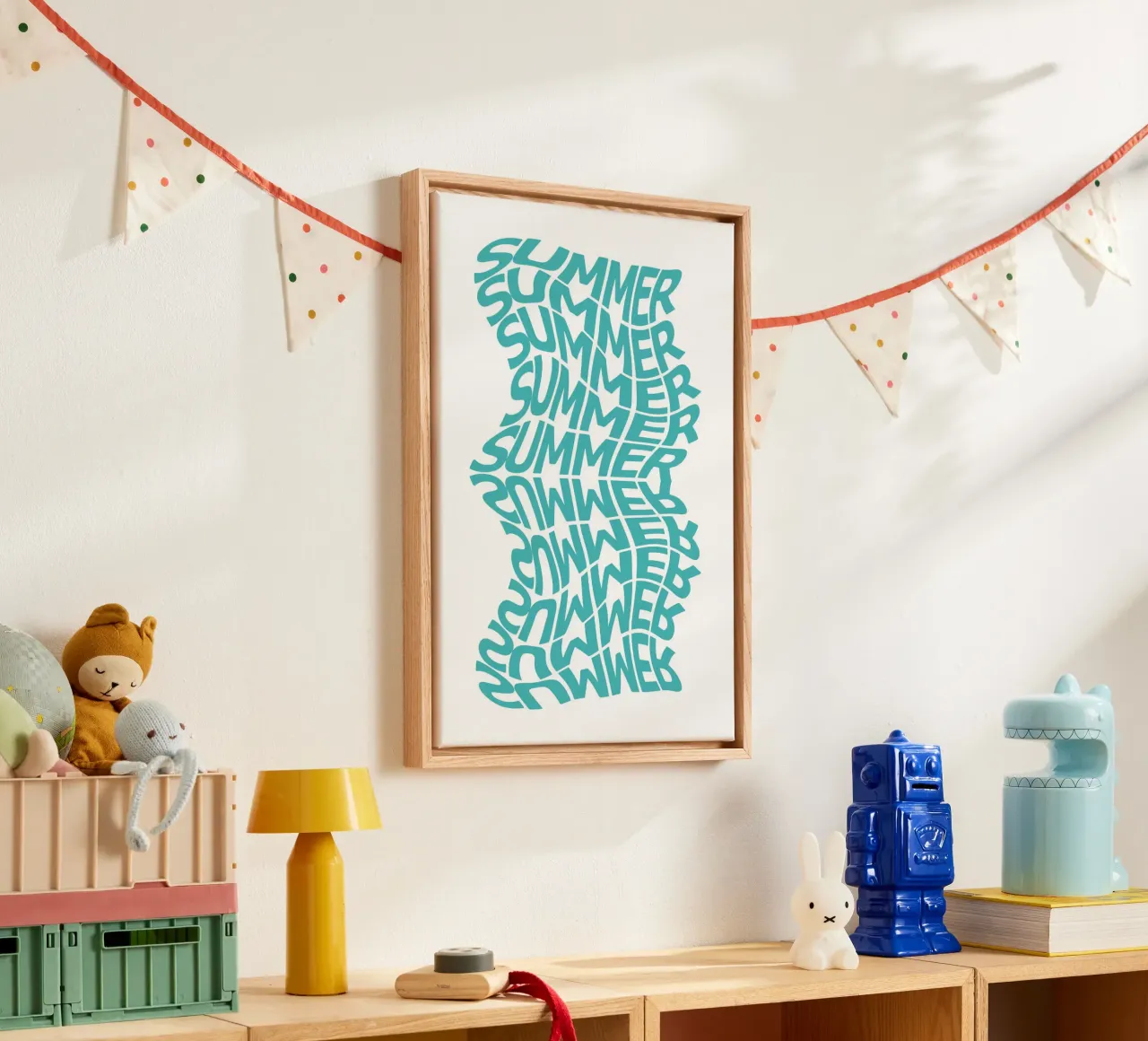 Golvende Zomer Typografie Kunst - Trendy Strandvibes canvas met Baklijst van ClubArt
