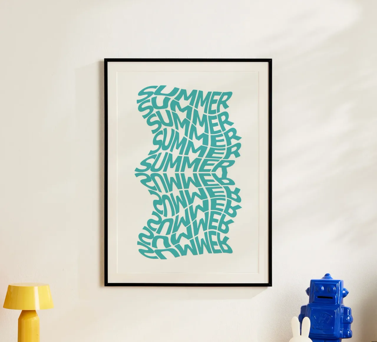 Wavy Summer Typography Art - Trendy Beach Vibes poster with aluminum frame by ClubArt