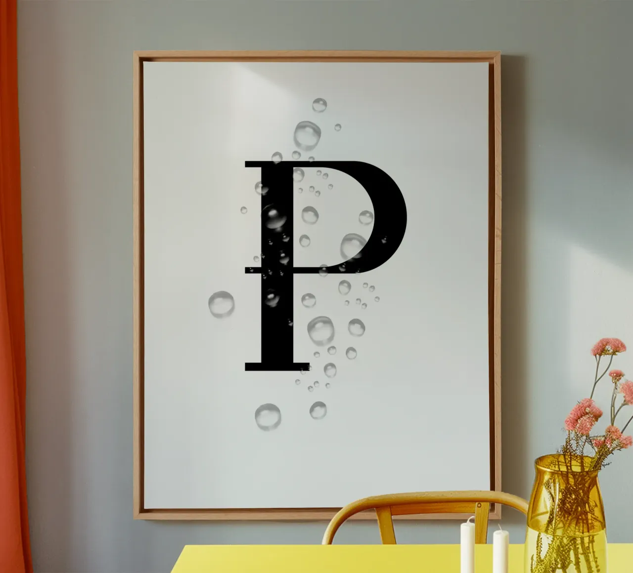Lettera P - Design a goccia per prodotti tela con Cornice a cassetta da StrindesignStudio