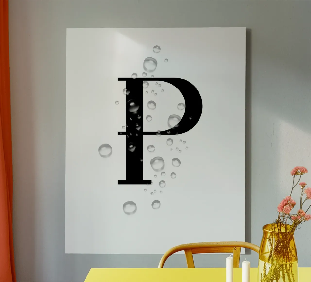 Lettera P - Design a goccia per prodotti tela con Cornice a cassetta da StrindesignStudio