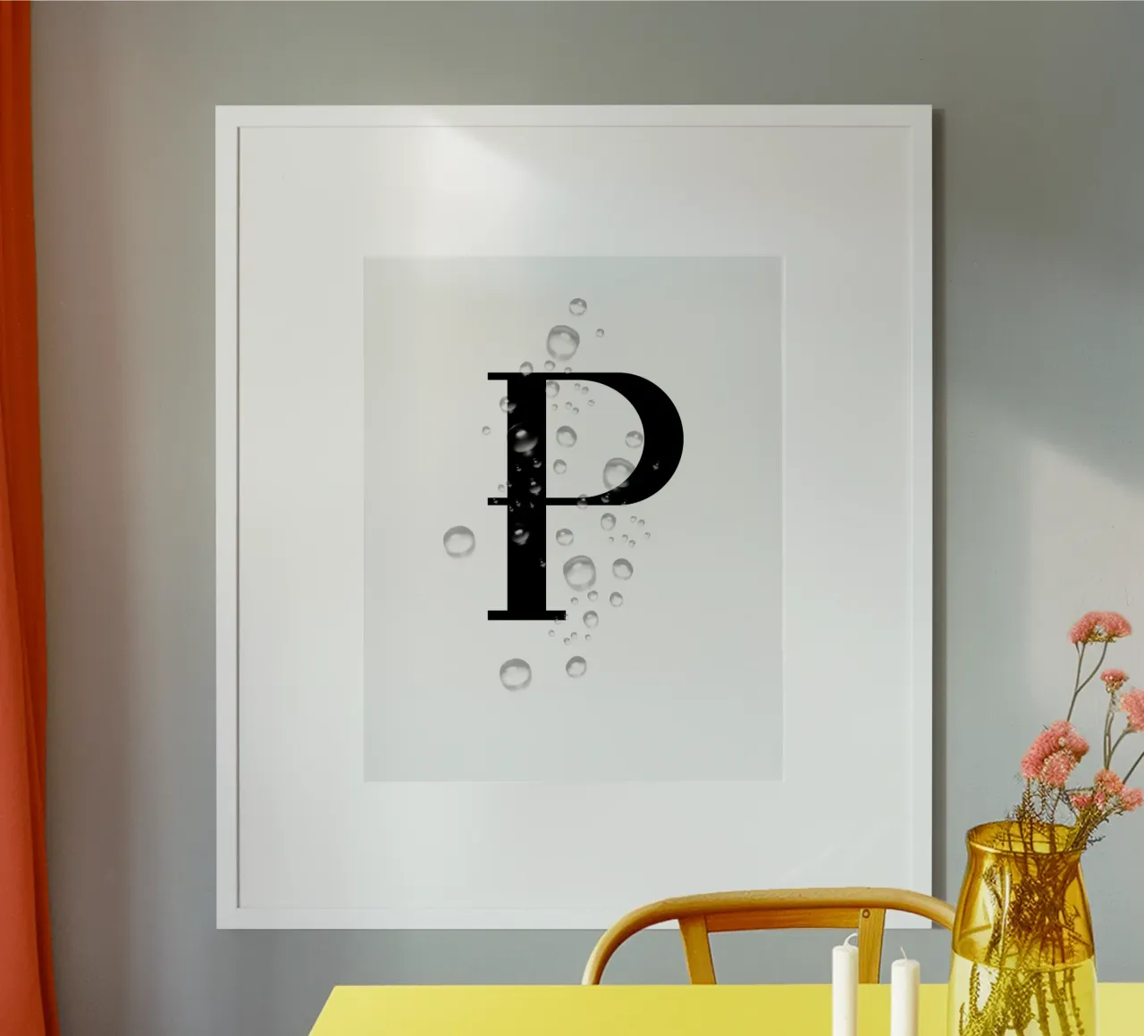 Lettera P - Design a goccia per prodotti poster con telaio in plastica da StrindesignStudio