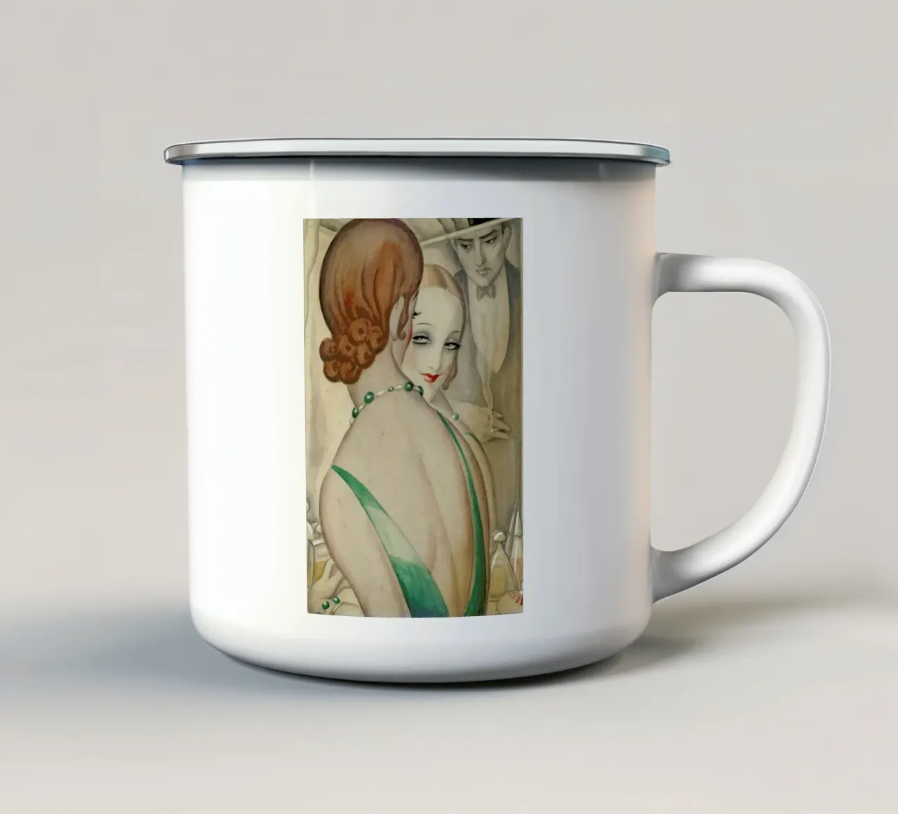 Gerda Wegener - At The Mirror taza de esmalte de Vintage by JUNIQE