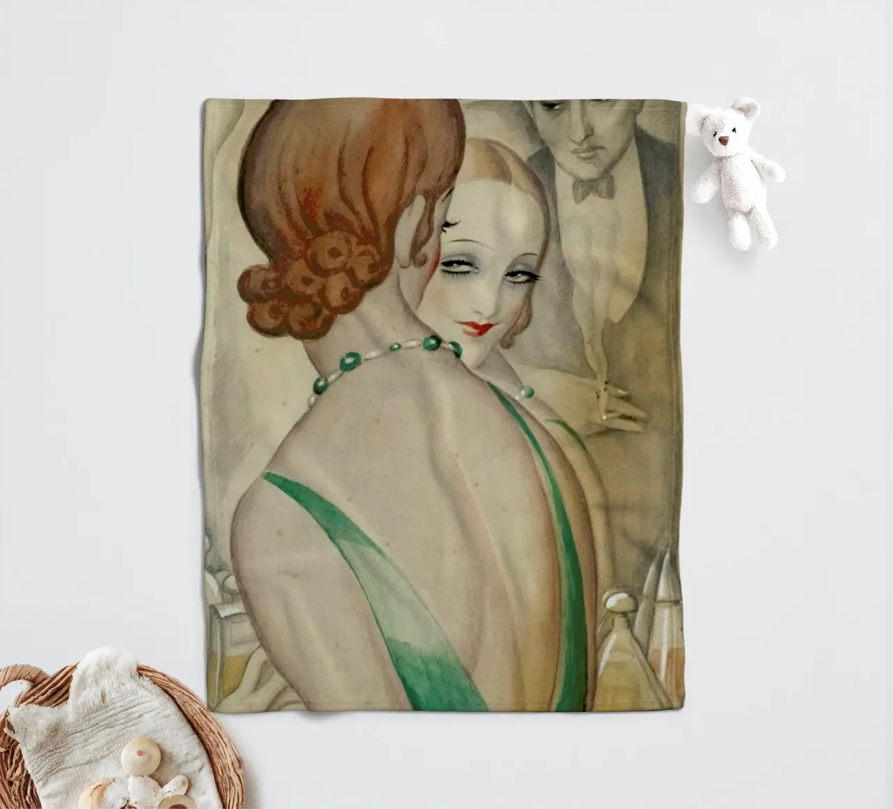 Gerda Wegener - At The Mirror coperta in pile da Vintage by JUNIQE