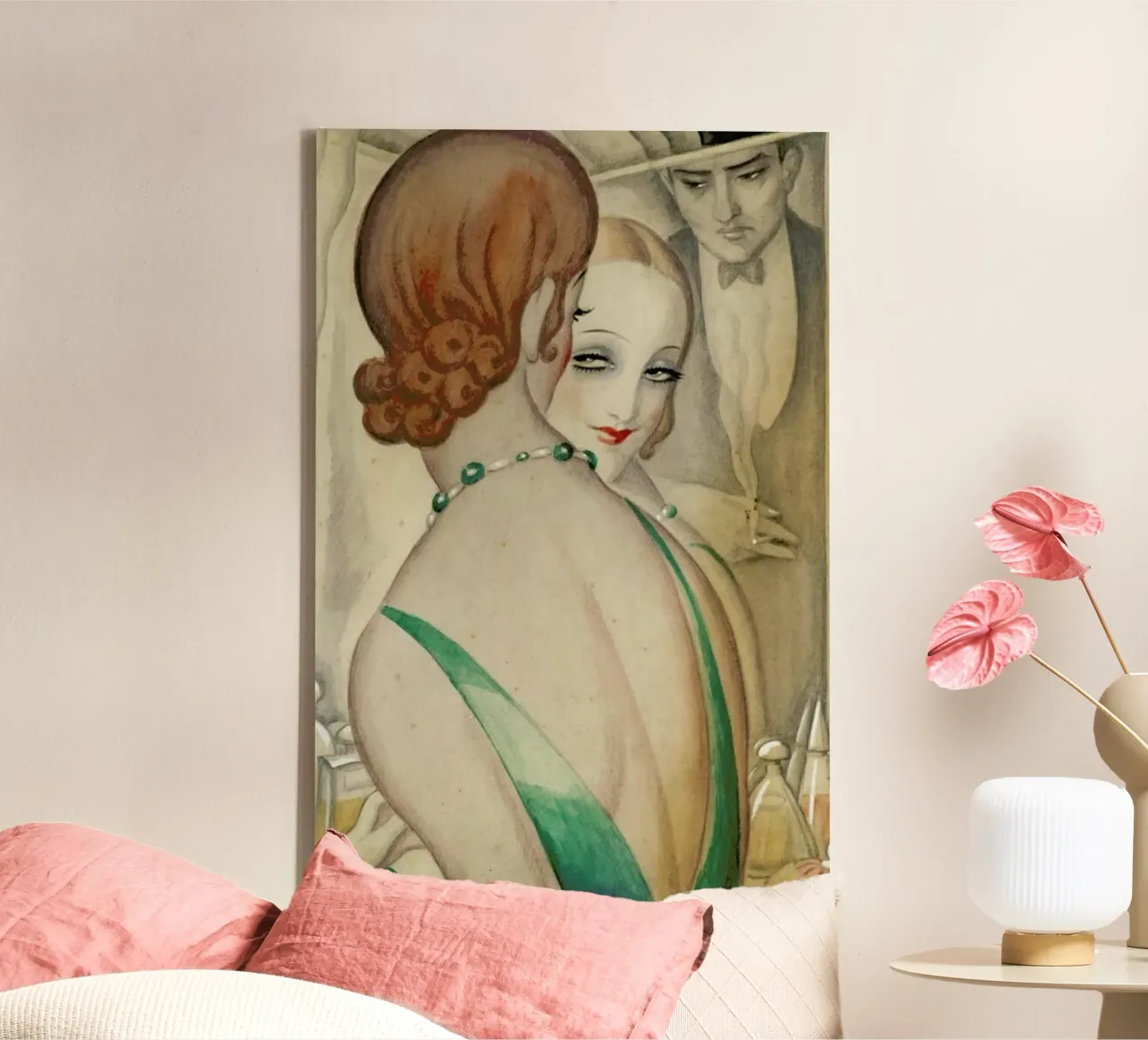 Gerda Wegener - At The Mirror canvas met Baklijst van Vintage by JUNIQE
