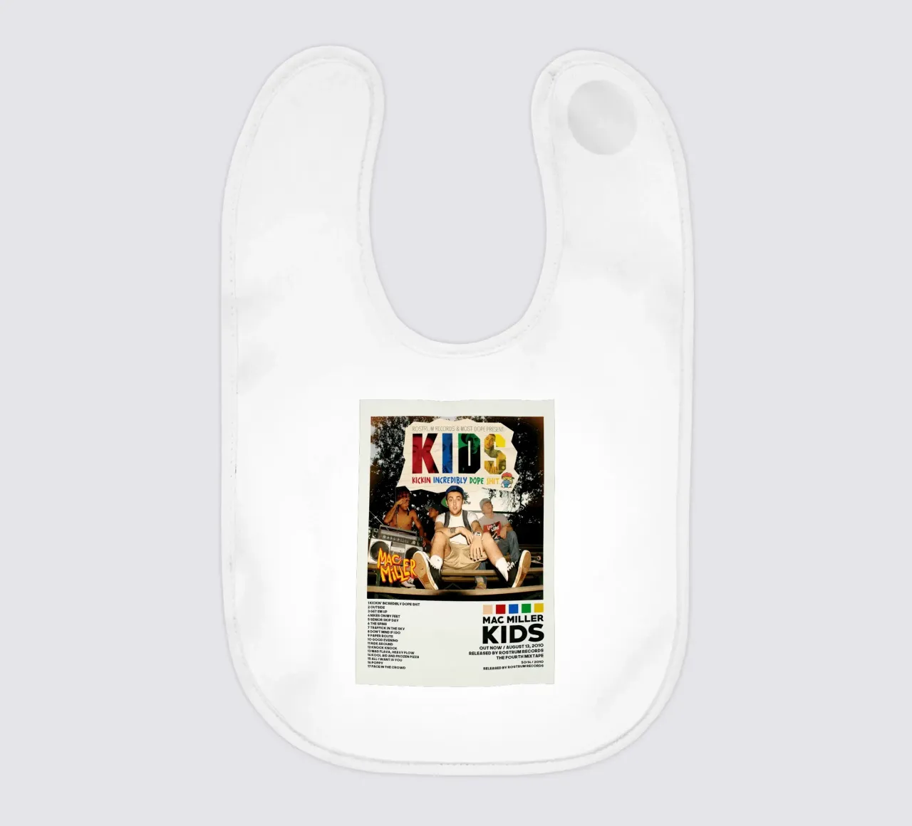 Minimalist Albums Mac Miller - Kids Poster baby bib by rockytamoe