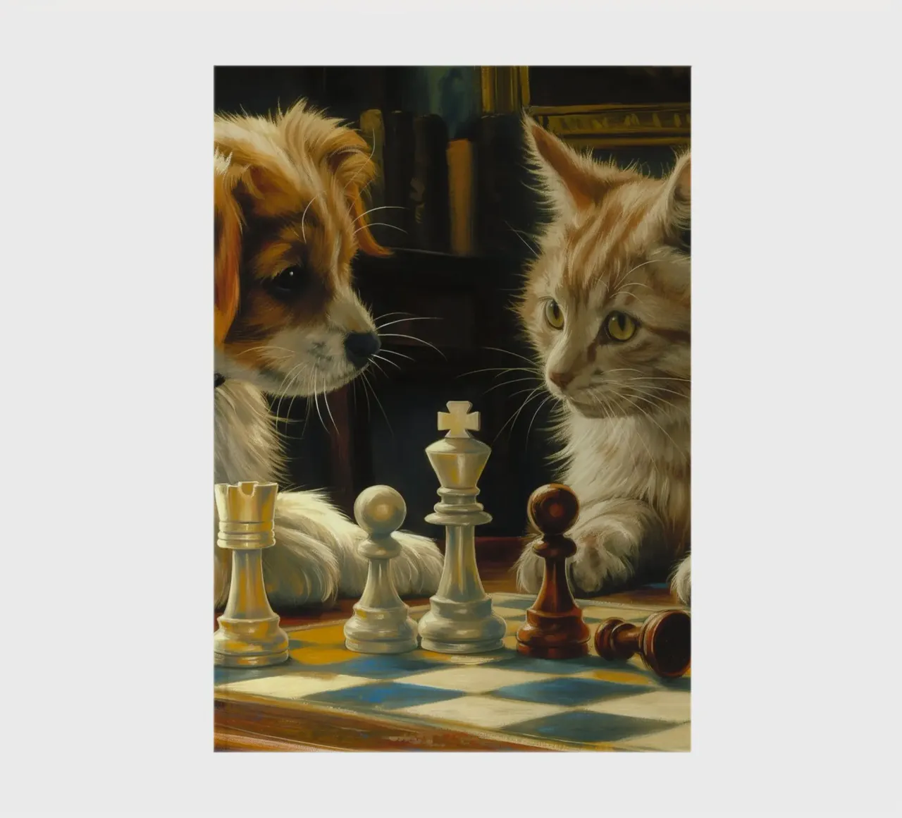 Cat and Dog Play Chess notebook by Fleur de Lys