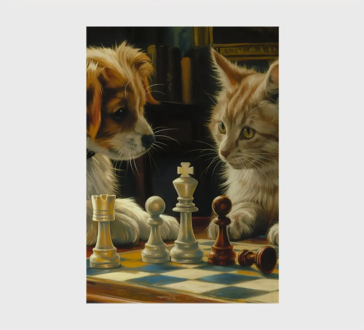 Cat and Dog Play Chess notebook by Fleur de Lys