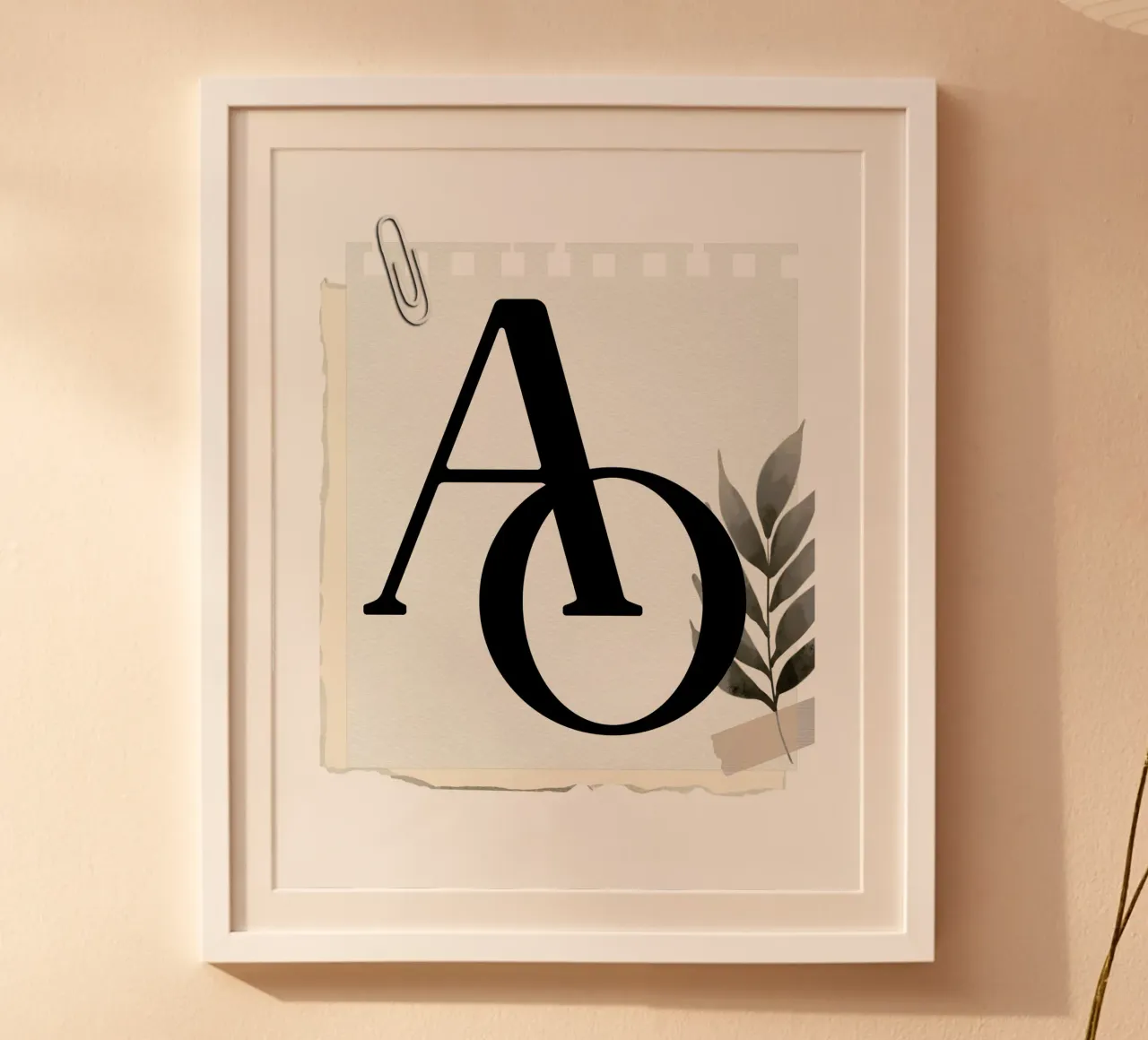 A & O Poster - Letters with branch design hahnemühle by StrindesignStudio