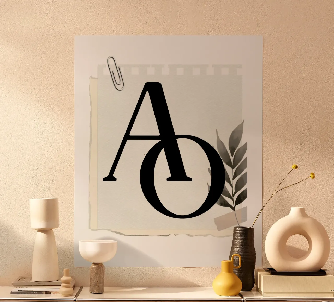 A & O Poster - Letters with branch design hahnemühle by StrindesignStudio