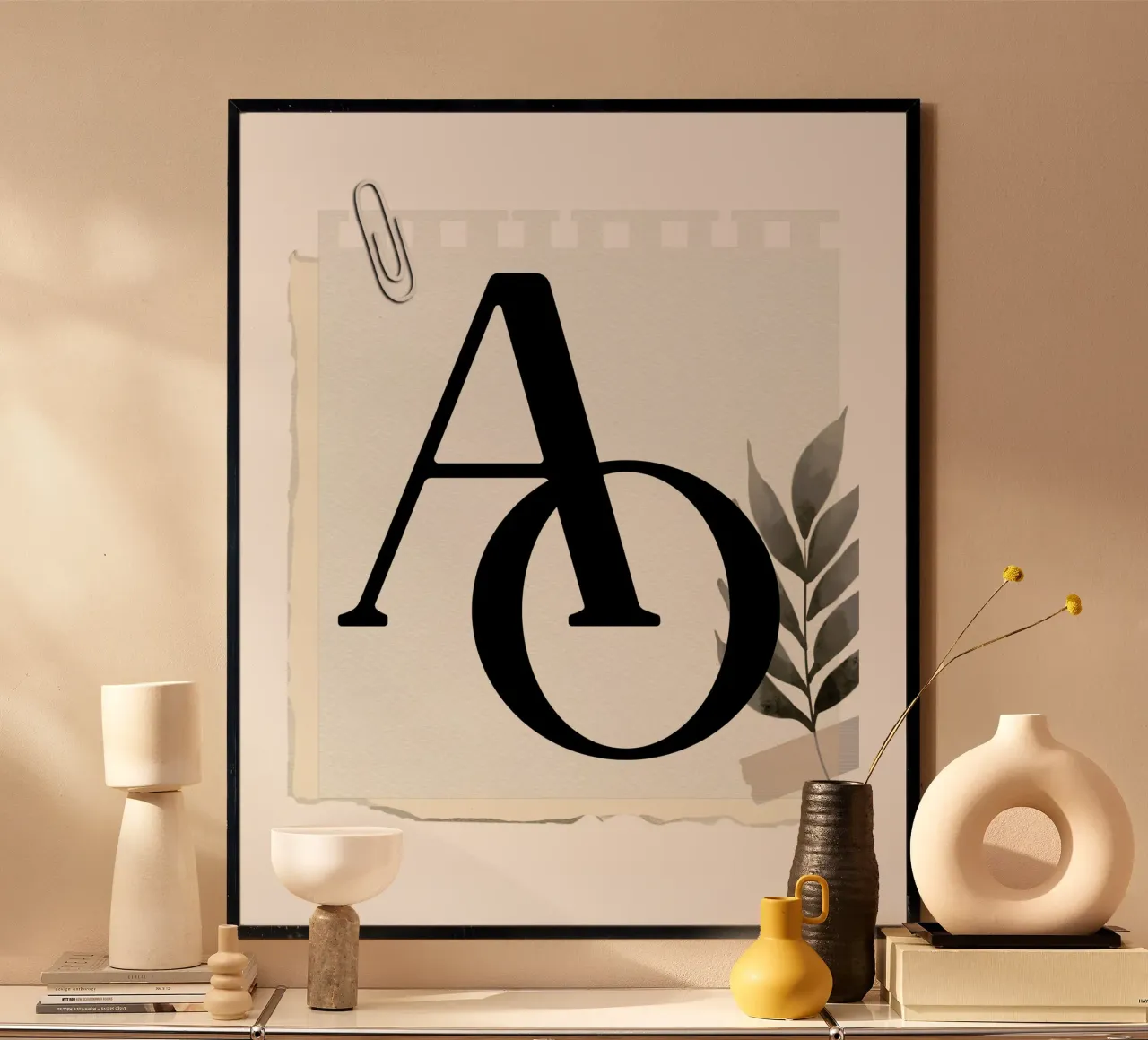 A & O Poster - Letters with branch design hahnemühle by StrindesignStudio