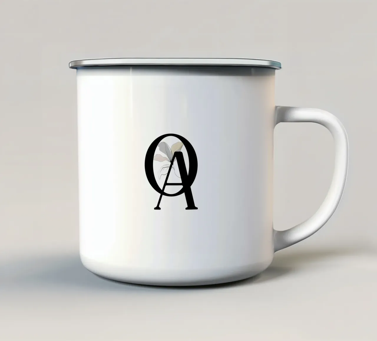 Lettera O e A - Design tipografico floreale tazza in smalto da StrindesignStudio