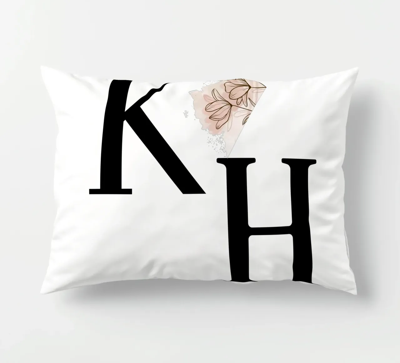 Lettere K e H con fiore - design monogramma cuscino da StrindesignStudio