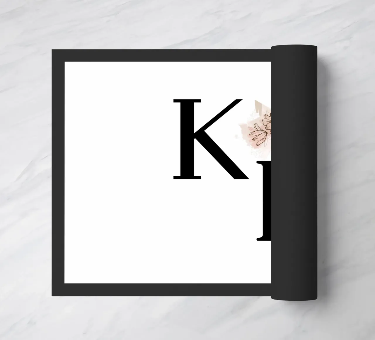 Lettere K e H con fiore - design monogramma zerbino da StrindesignStudio
