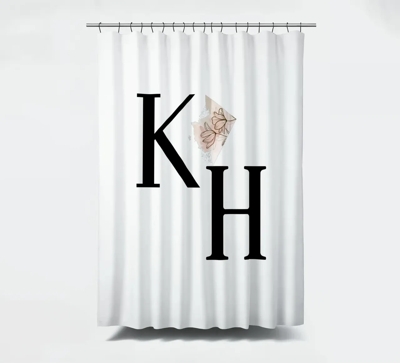 Lettere K e H con fiore - design monogramma tenda da doccia da StrindesignStudio