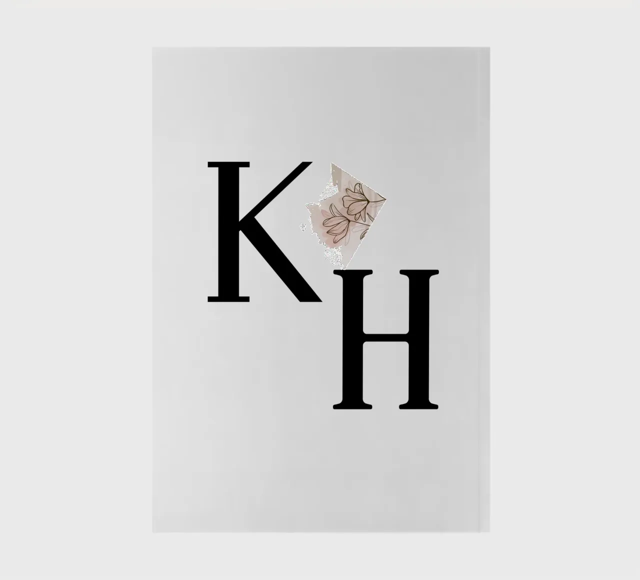 K & H letters with flower - monogram design notebook by StrindesignStudio