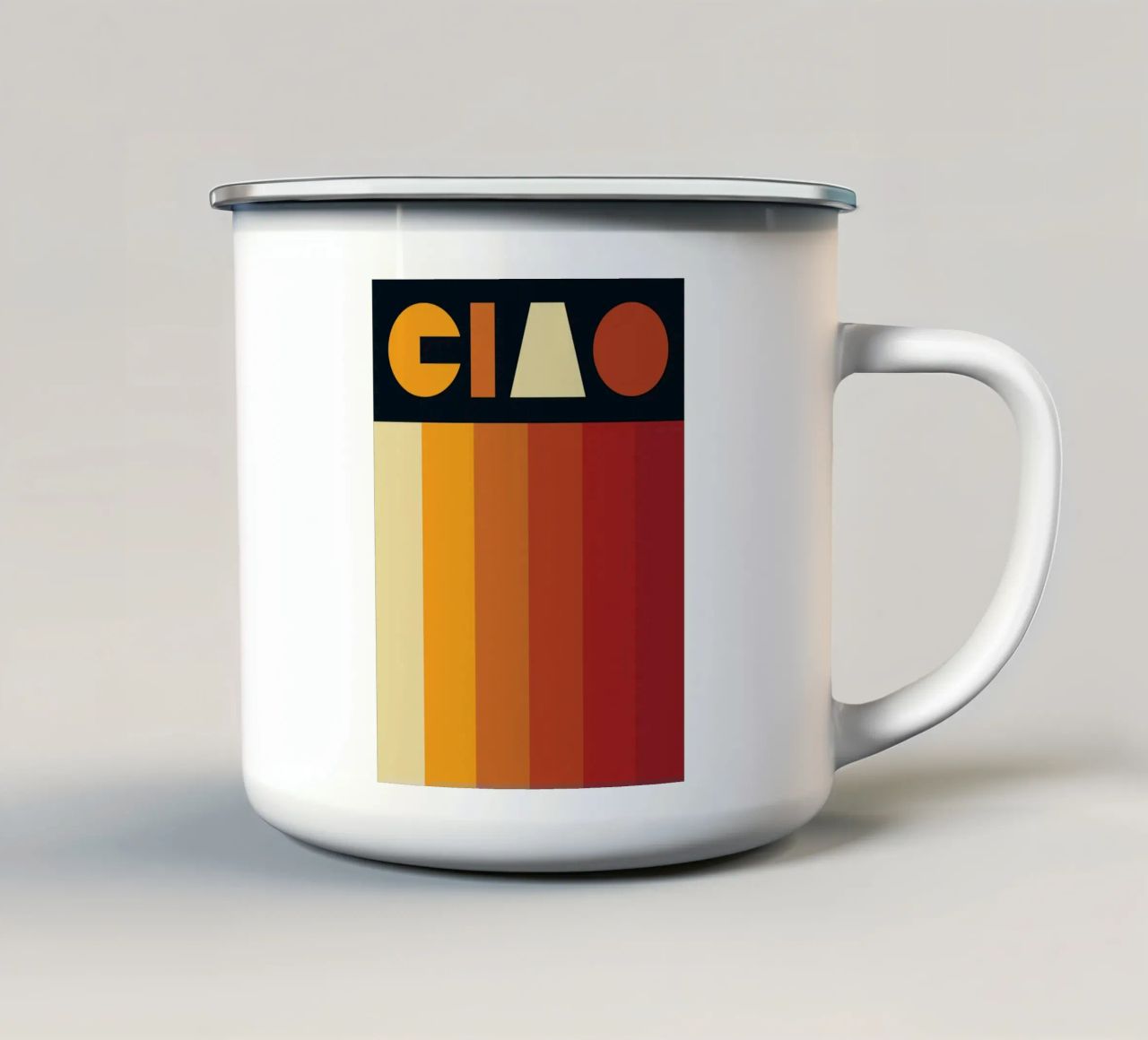 Hello Retro Line Strip enamel mug by Retro Boy Art