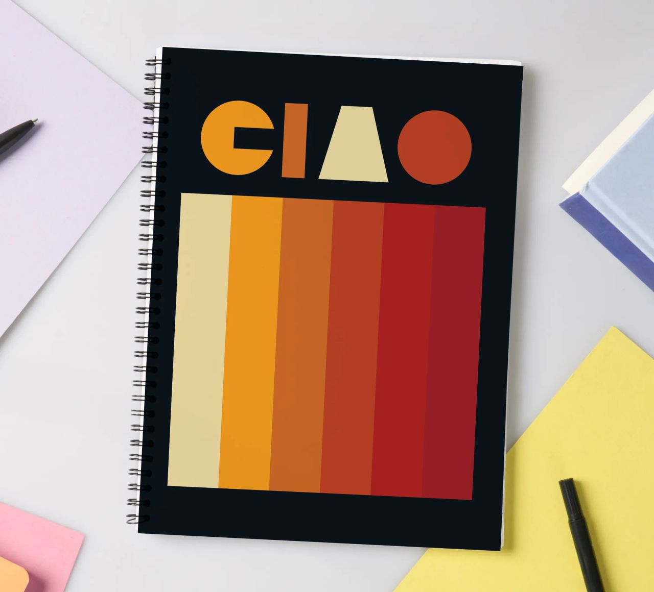 Hello Retro Line Strip spiral notebook by Retro Boy Art