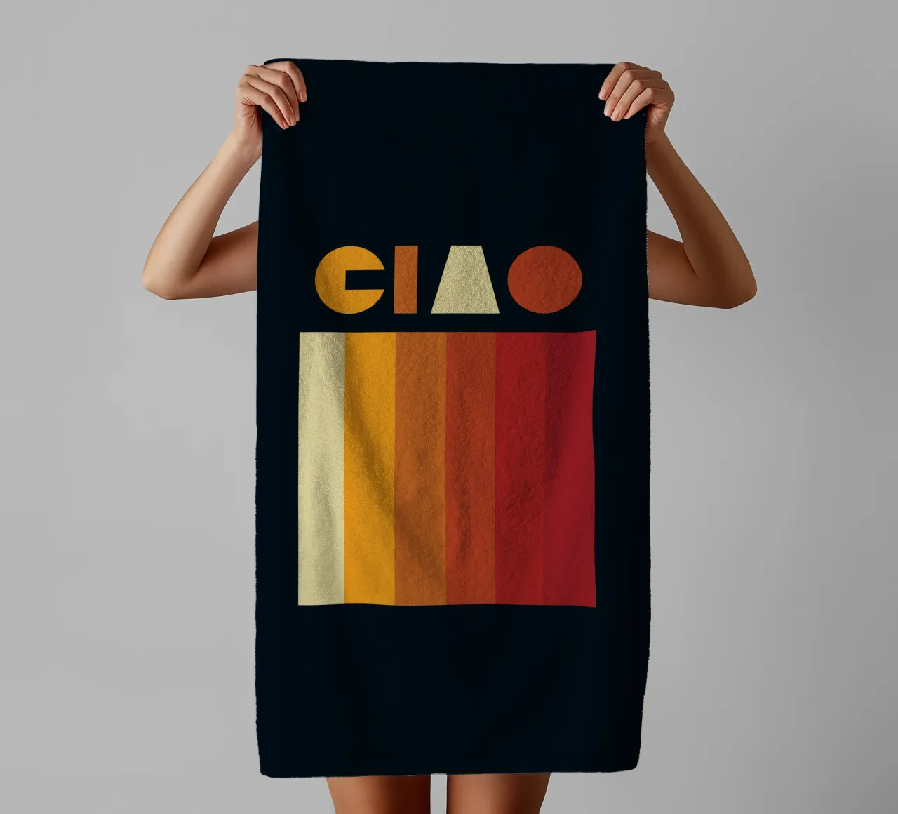 Hallo Retro Lijnstrook badhanddoek van Retro Boy Art
