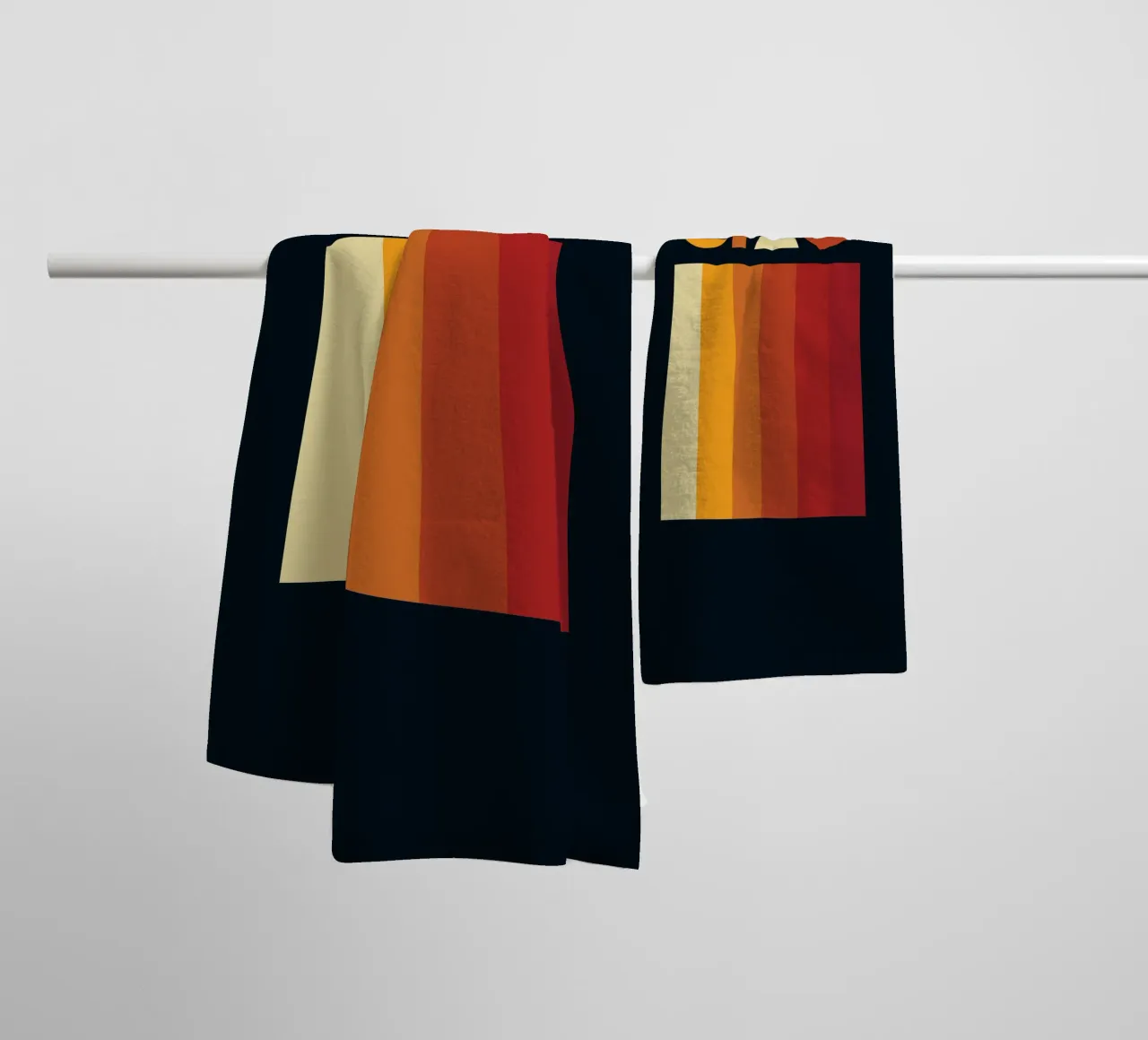 Hallo Retro Lijnstrook badhanddoek van Retro Boy Art