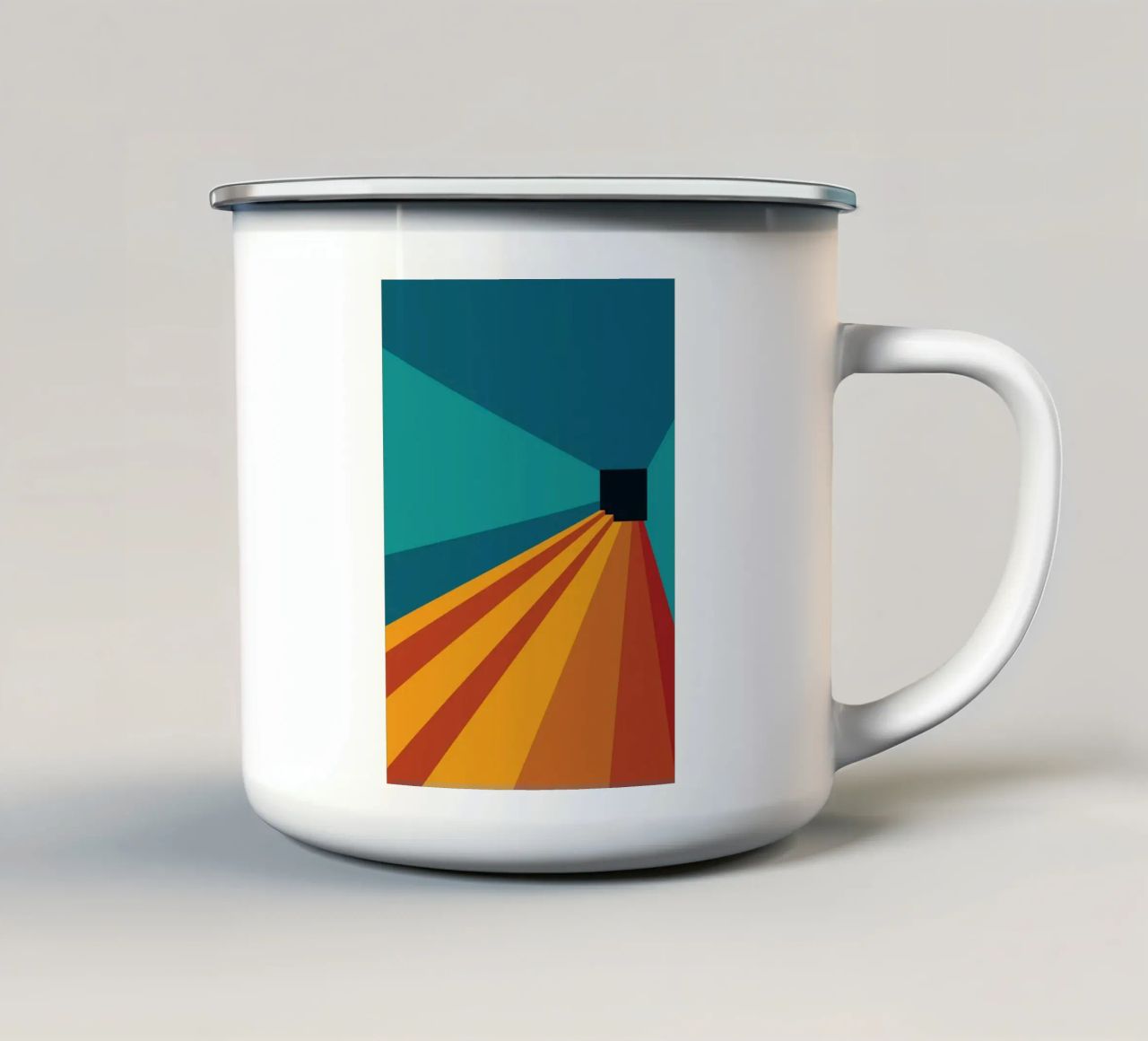 Prospettiva retrò delle scale tazza in smalto da Retro Boy Art