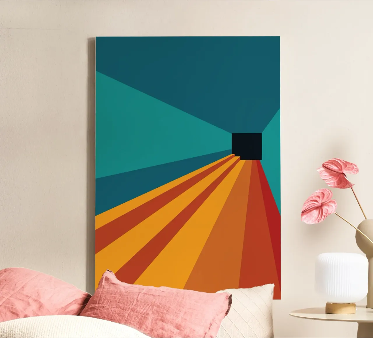 Prospettiva retrò delle scale tela con Cornice a cassetta da Retro Boy Art