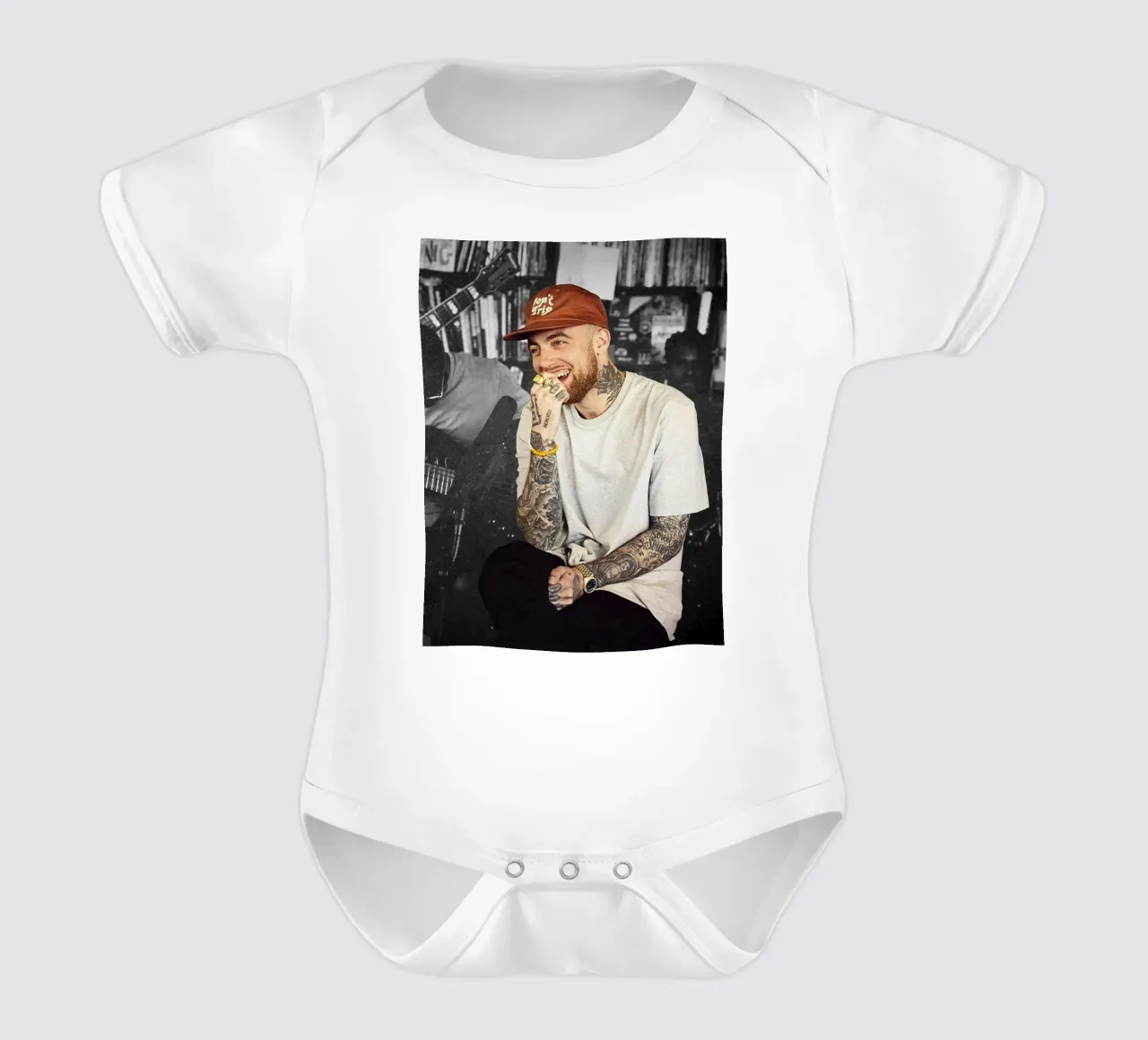 Smile Mac Miller Brown Hat Don't Trip Poster Kurzarm Babybody von rockytamoe