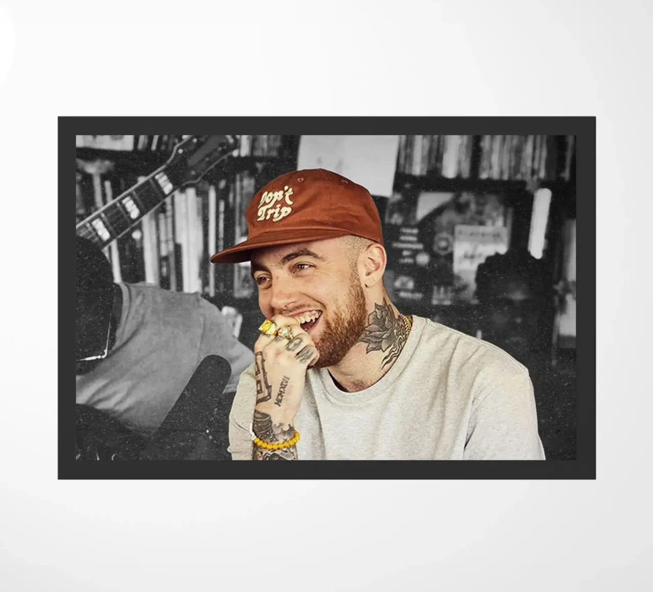 Smile Mac Miller Brown Hat Don't Trip Poster deurmat van rockytamoe