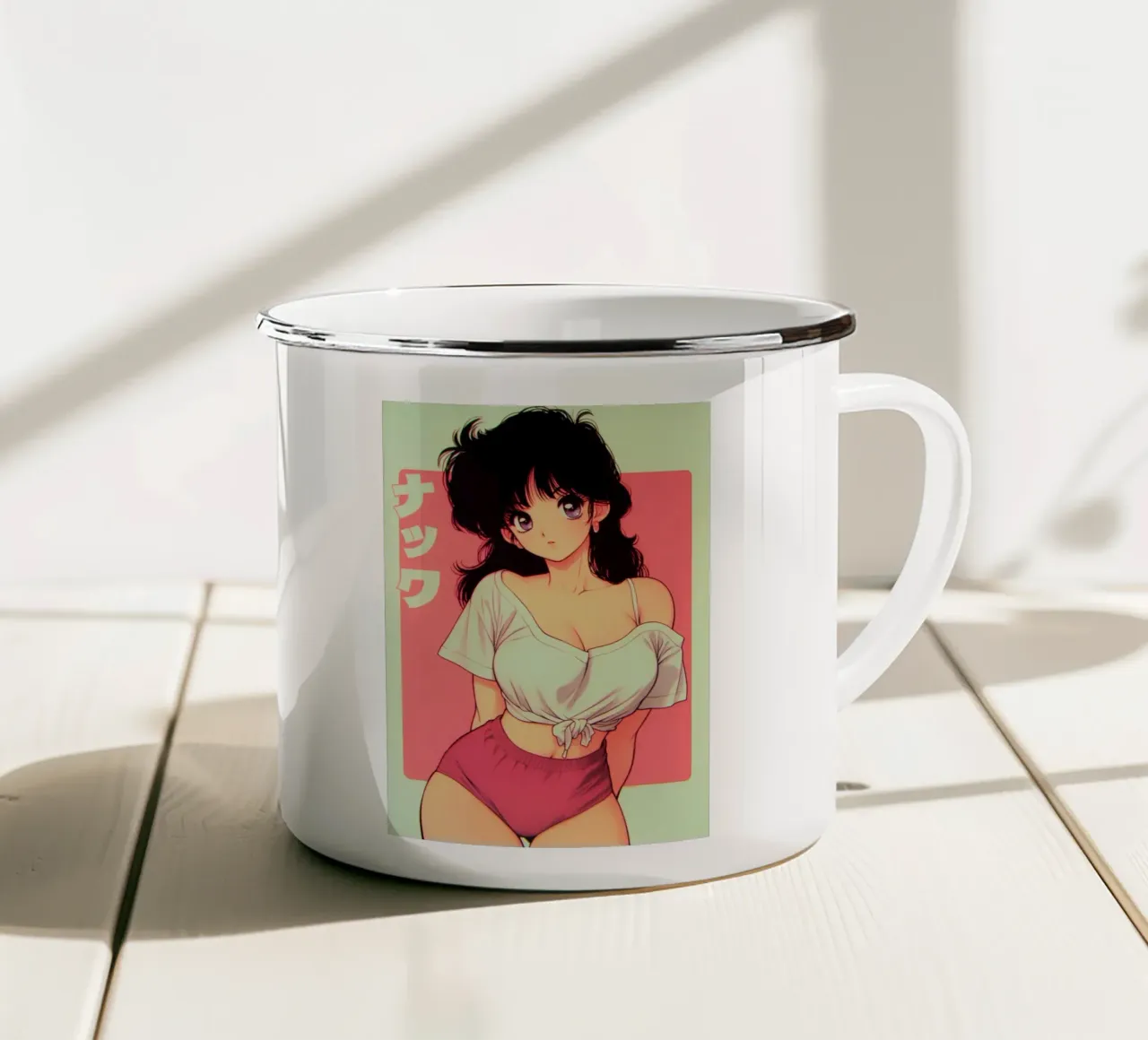 Ragazza Anime carina tazza in smalto da Fleur de Lys