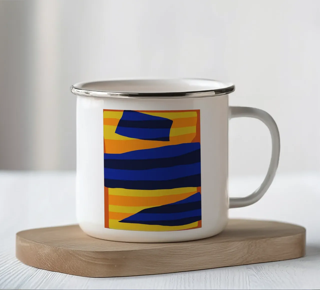 Collage di strisce colorate 11 tazza in smalto da Little Dean