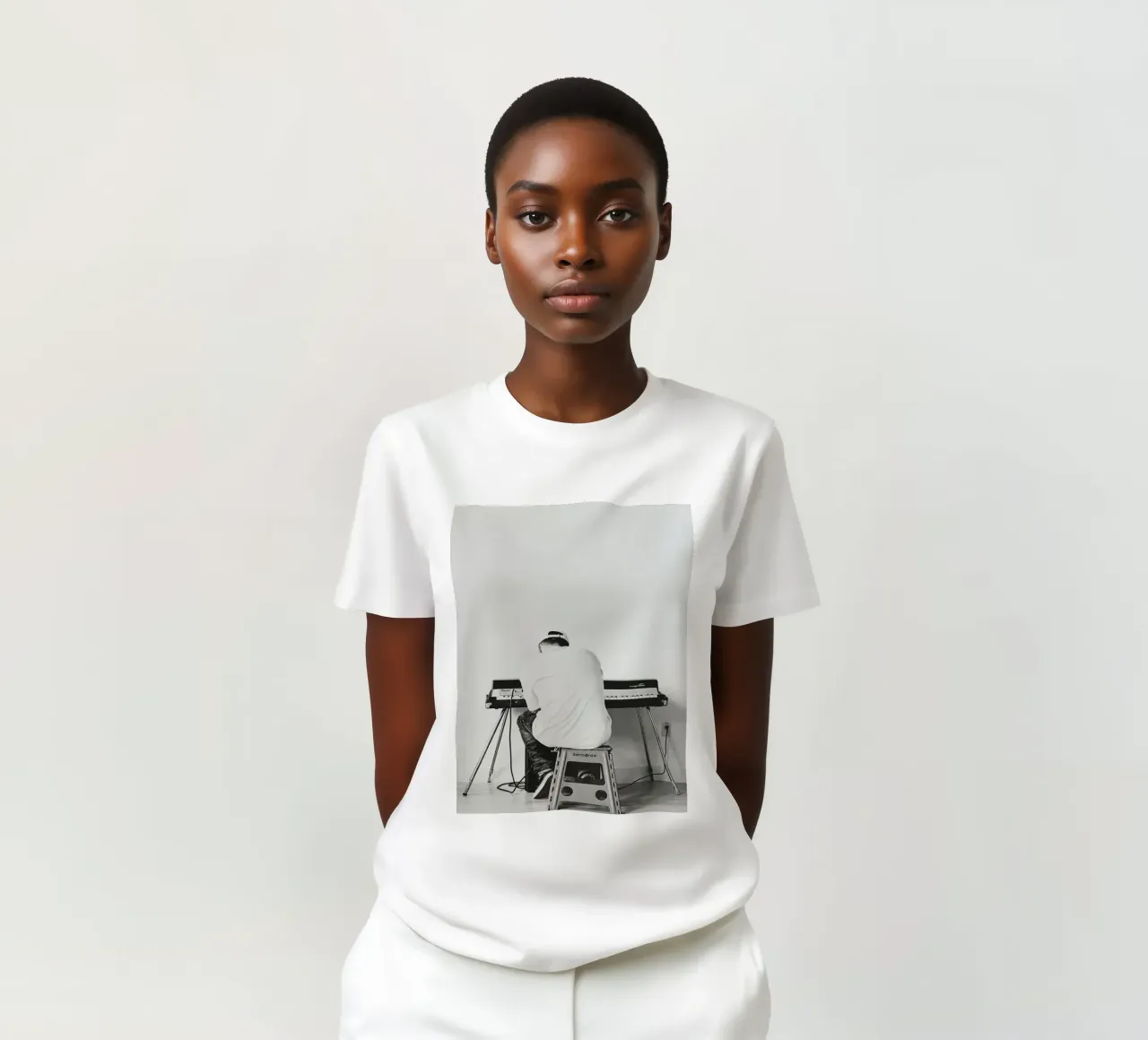 Black And White Mac Miller Playing Piano Poster t-shirt da rockytamoe