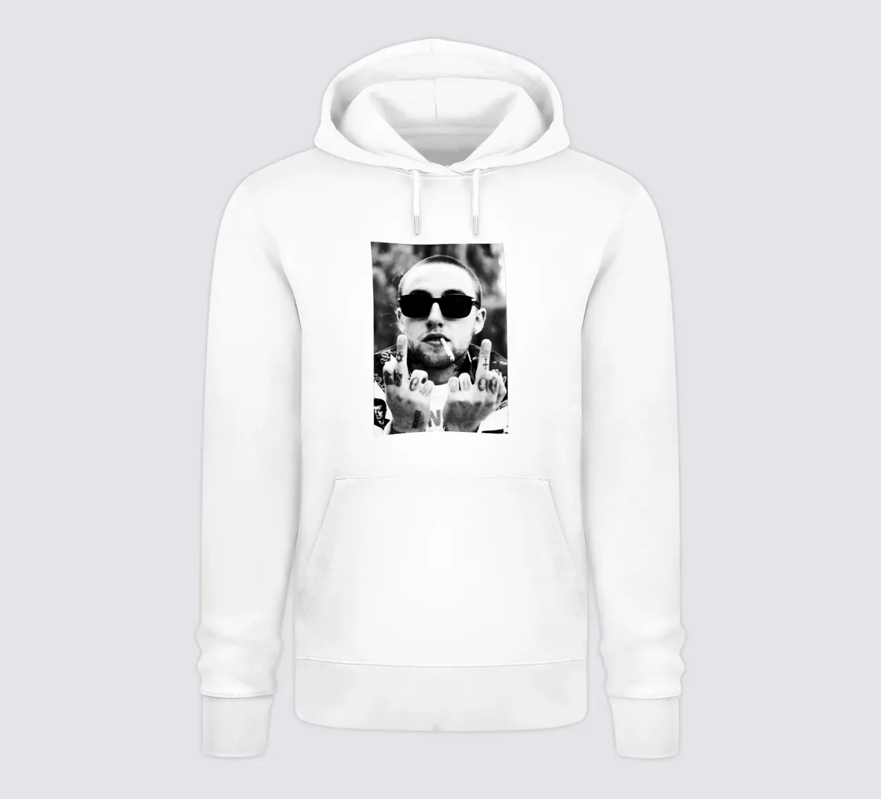 Middle Finger Mac miller Black And White felpa con cappuccio da rockytamoe