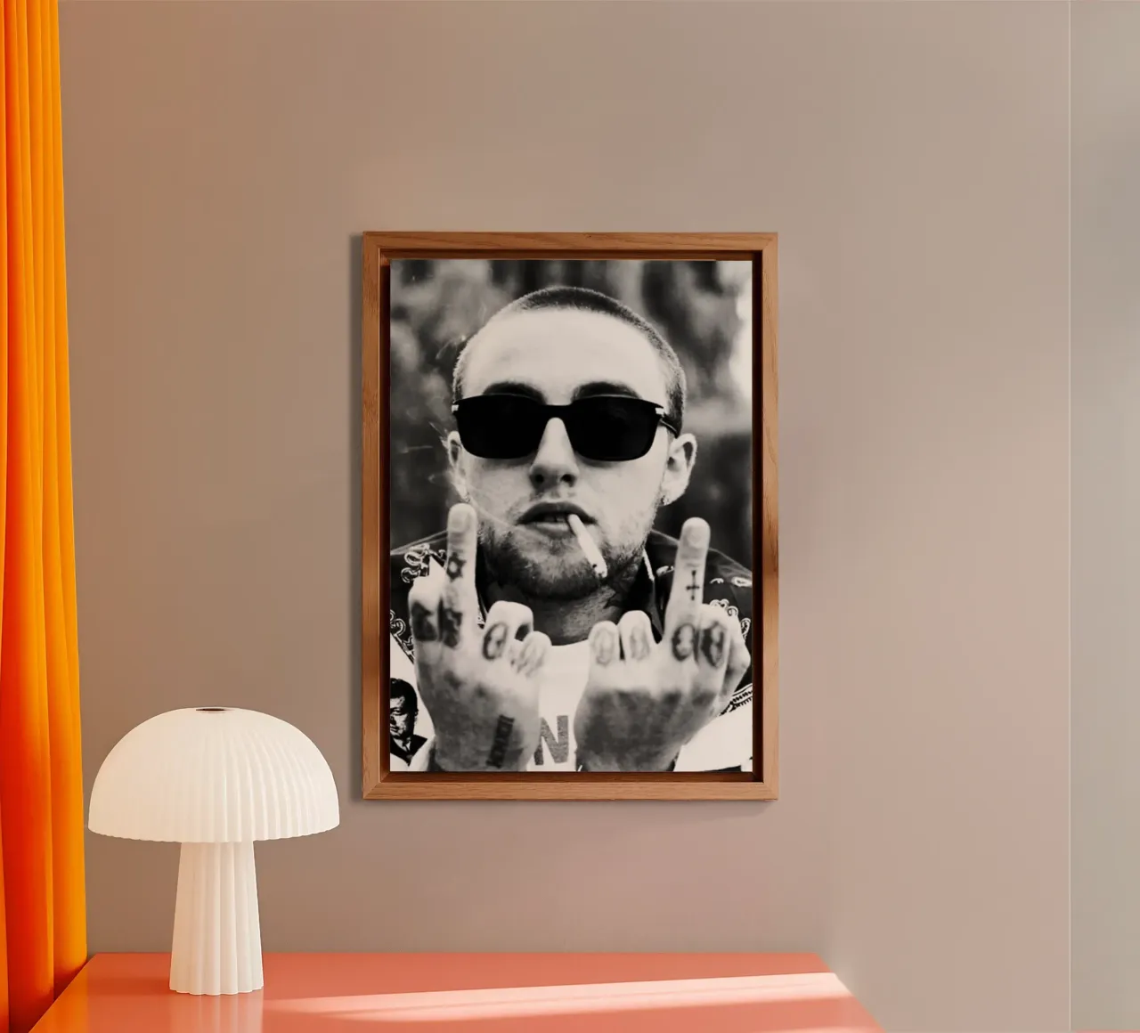 Middle Finger Mac miller Black And White alluminio dibond da rockytamoe