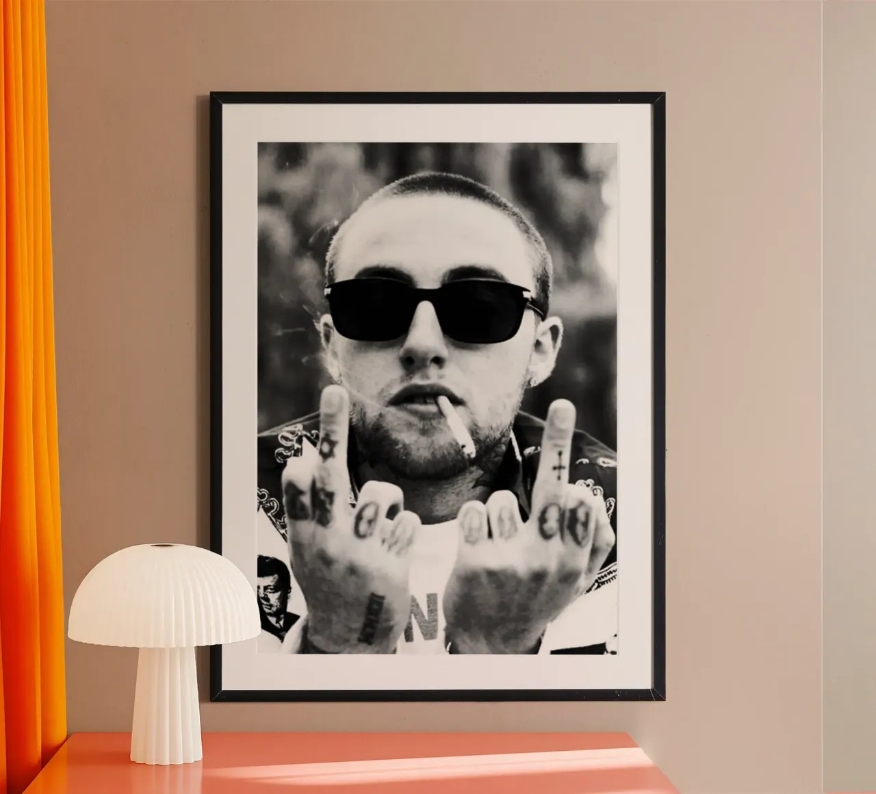 Middle Finger Mac miller Black And White carta hahnemühle da rockytamoe