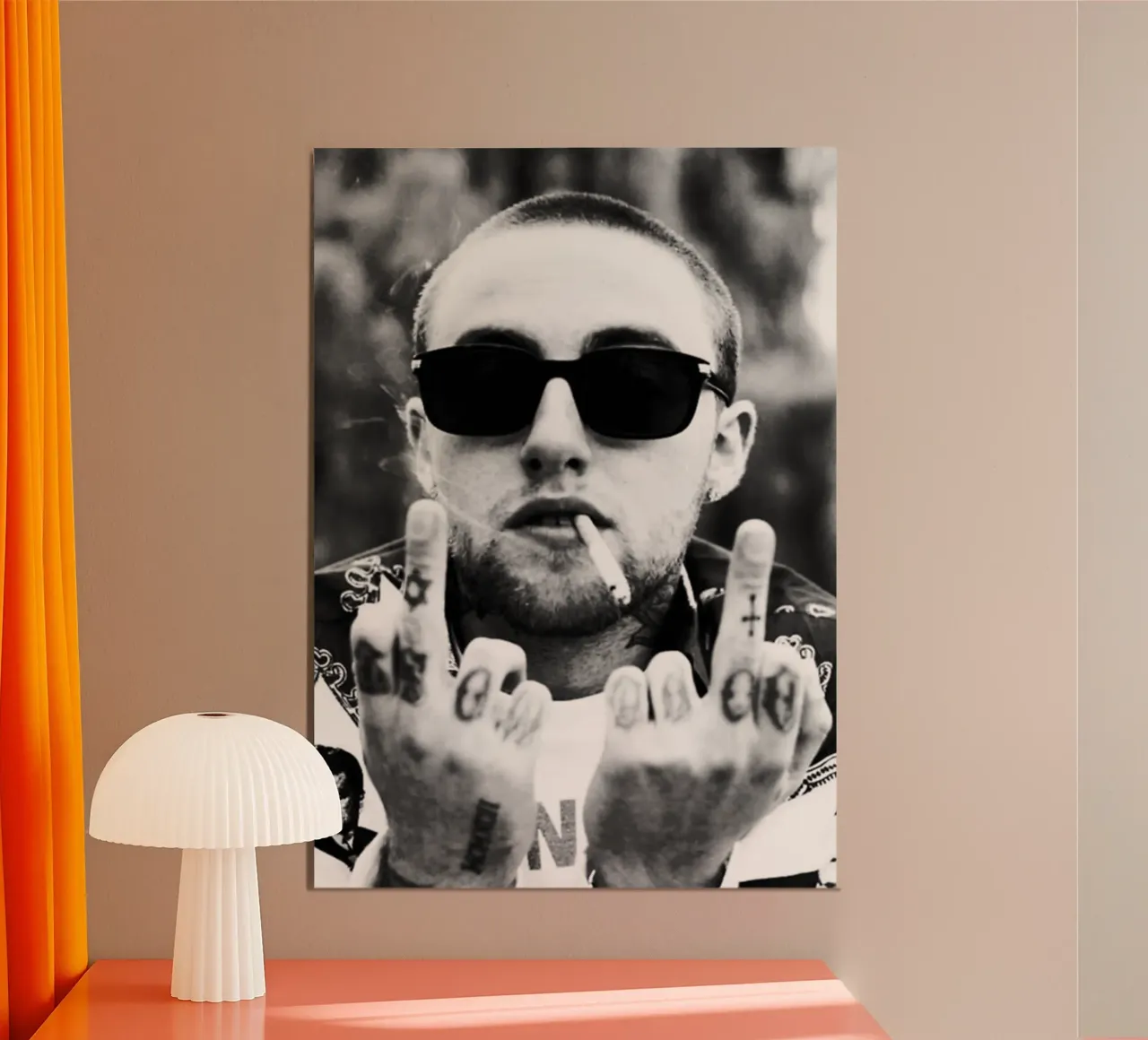 Middle Finger Mac miller Black And White carta hahnemühle da rockytamoe