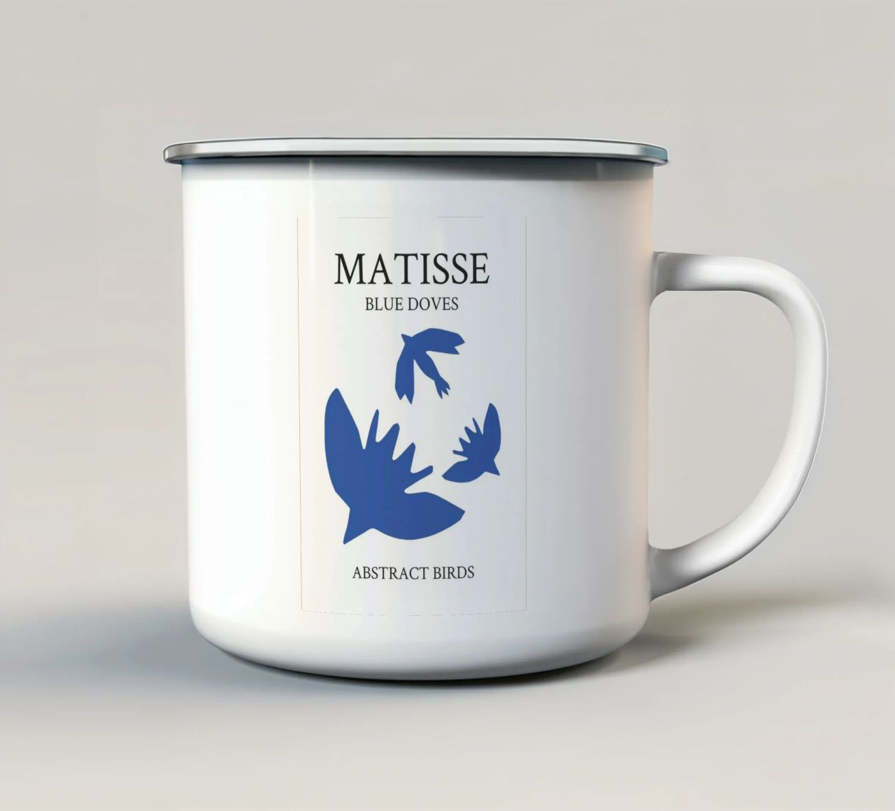 uccelli colombe colore blu tazza in smalto da glempo shop